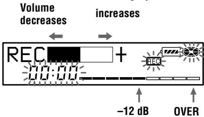 SONY MZ-N707 - Adjusting the recording level manually (Manual Recording) - 3