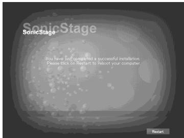 SONY MZ-N910 - After the installation is completed, click [Restart] to restart the computer. - 1