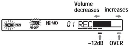SONY MZ-NH1 - Adjusting the recording level manually - 3