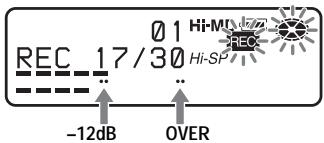 SONY MZ-NH600 - Adjusting the recording level manually - 2
