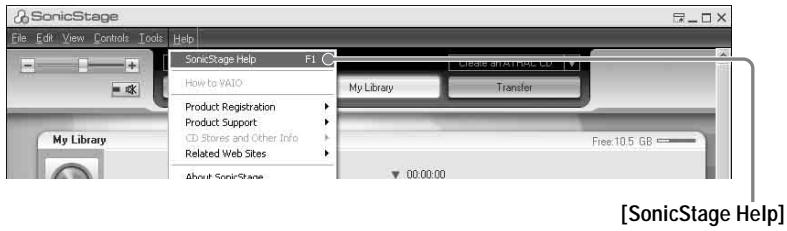SONY MZ-NH900 - To display SonicStage Help - 1