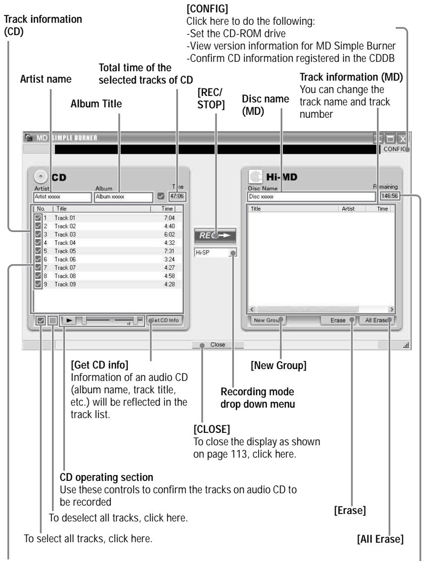 SONY MZ-NH900 - The window for recording selected tracks from an audio CD - 1