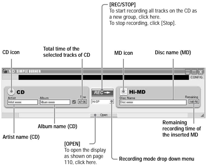 SONY MZ-NHF800 - The window for recording all tracks on the CD - 1