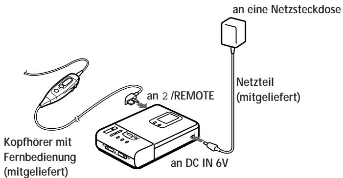 SONY MZ-R30 - Nehmen Sie die Anschlüsse vor. - 1
