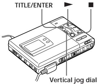 TITLE/ENTER Vertical jog dial