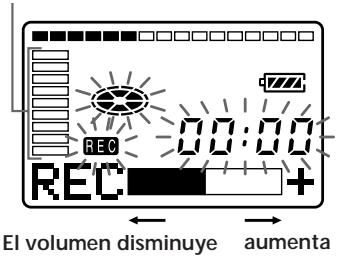REC 00:00 REC + EI volumen disminuye aumenta
