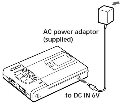 AC power adaptor (supplied) to DC IN 6V