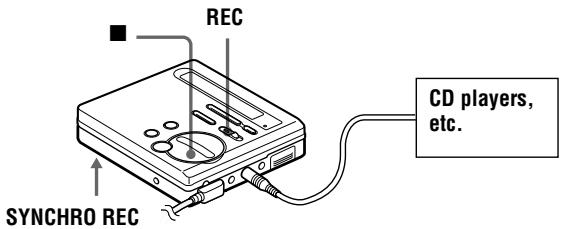 SONY MZ-R70 - To start/stop recording in sync with the source player (Synchro-recording) - 1