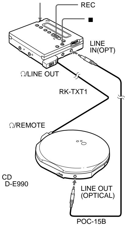 REC LINE IN(OPT) Ω/LINE OUT RK-TXT1 Ω/REMOTE CD D-E990 LINE OUT (OPTICAL) POC-15B