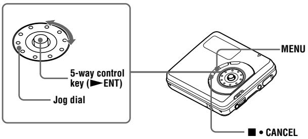 5-way control key (►ENT) Jog dial MENU ■ CANCEL