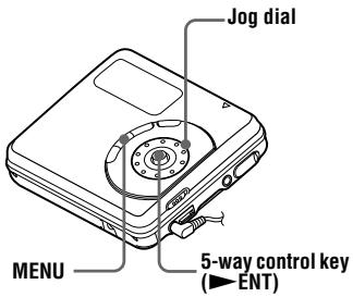 Jog dial MENU 5-way control key (►ENT)