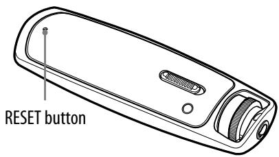 SONY NW-S706F - Press the RESET button with a small pin, etc. - 1