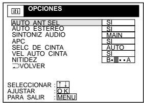 SONY SLV-L59 - Cambio de las.optiones de menu - 1