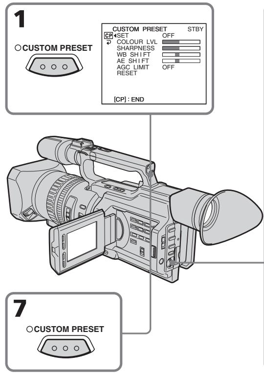 SONY DCR-VX2100E - Presetting the adjustment for picture quality - Custom preset - 1