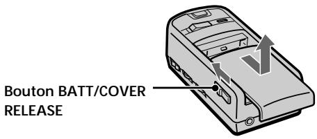 SONY PLM-A35 - Faites coulisser le bouton BATT/COVER RELEASE pour déposer le couvercle. - 1