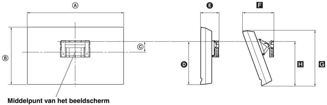 SONY KDL-19L4000 - Tabel met installmentafmetingen - 2