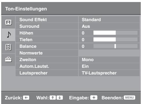 SONY KDL-19L4000 - Das Menu Ton-Einstellungen - 1
