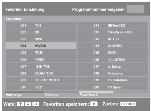 SONY KDL-19L4000 - Verwenden der digitalen Favoritenliste DVB* - 1