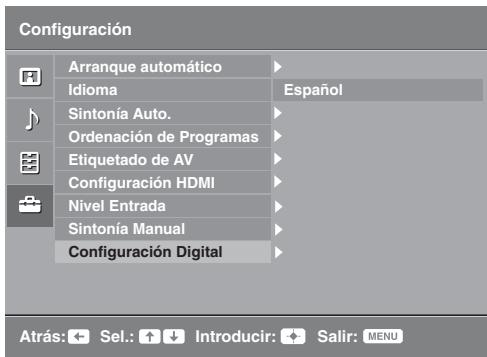 SONY KDL-19L4000 - Menu Configuración Digital - 1