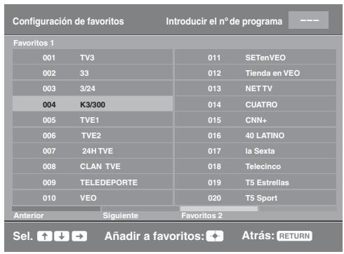 SONY KDL-19L4000 - Utilización de la lista Favoritos Digitales DVB* - 1