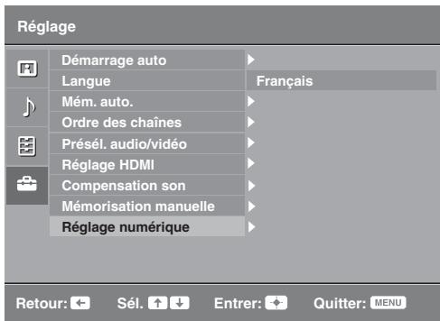 SONY KDL-19L4000 - Menu Réglage Numérique - 1