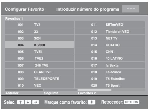 SONY KDL-19L4000 - Utilização da lista de Favoritos Digital DVB* - 1