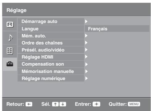 SONY KDL-19L4000 - Menu Réglage - 1