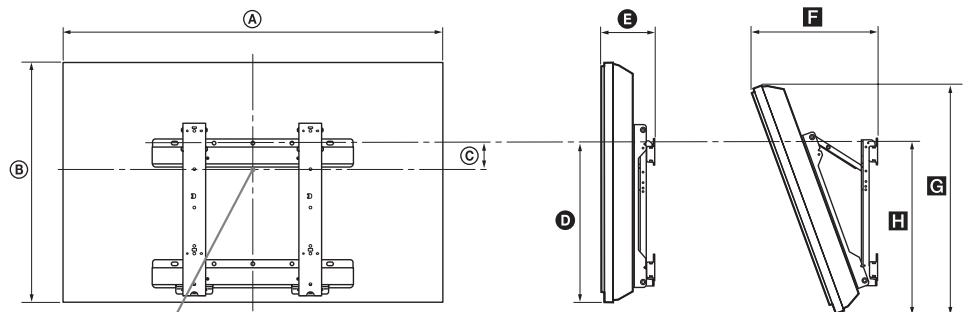 SONY KDL-37V5500 - Tabel met afmetingen voor installmentie van de teilevisie - 1