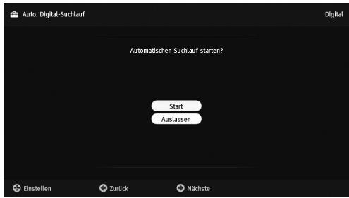 Auto. Digital-Suchlauf Automatischen Suchlauf starten? Start Auslassen Einstellen Zurück Nächste