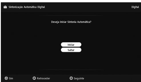 Sintonização Automática Digital Deseja Iniciar Sintonia Automática? Iniciar Saltar Sim Retroceder Seguinte