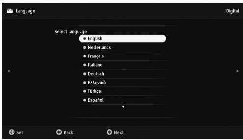 Language Select Language • English • Nederlands • Français • Italiano • Deutsch • Ελληνική • Türkçe • Español Set Back Next Digital