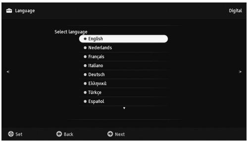 Language Select language • English • Nederlands • Français • Italiano • Deutsch • Élâ€™üz • Türke • Español Set Back Next Digital