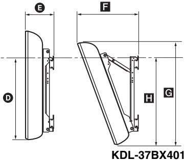 SONY KDL-37BX401 - Tabel met installmentafmetingen - 2