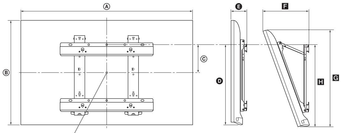 SONY KDL-40EX720 - Tabel met installmentafmetingen - 1