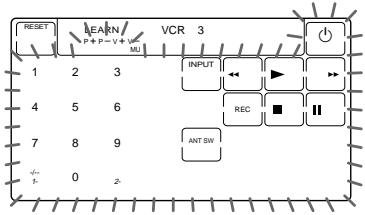 RESET LEARN VCR 3 1 2 3 INPUT 4 5 6 REC 7 8 9 ANT SW 0 2