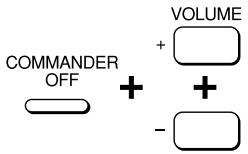 SONY RM-AV2100 - Manteniendo pulsado COMMANDER OFF, presione VOLUME + y VOLUME -. - 1