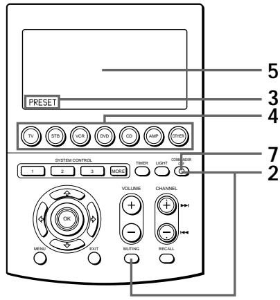 SONY RM-AV3000 - Ajuste del número para componentes de audio y visuales preajustados - 1