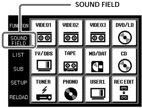 SONY RM-TP501E - Affichage de I'écran SOUND FIELD - 1