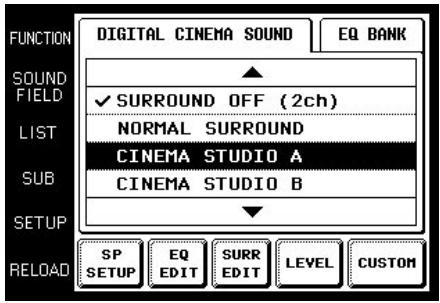 SONY RM-TP501E - Affichage de I'écran SOUND FIELD - 2