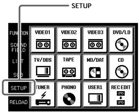 SONY RM-TP501E - Affichage de I'écran SETUP - 1