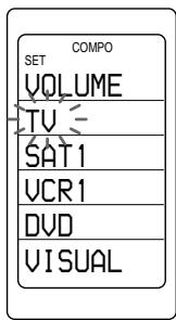 COMPO SET VOLUME TV SAT1 VCR1 DVD VISUAL