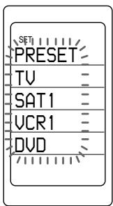 SETI PRESET TV SAT1 VCR1 DVD