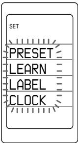 SET PRESET LEARN LABEL CLOCK