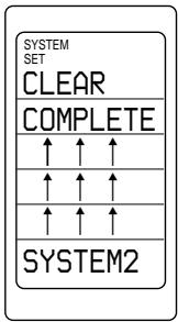 SYSTEM SET CLEAR COMPLETE ↑ ↑ ↑ ↑ ↑ ↑ ↑ ↑ ↑ SYSTEM2