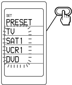 SET PRESET TV SAT1 VCR1 DVD