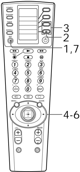 COMPO SYSTEM TIMER SCROLL SET REC VIDEO1 TUNER 4 7 1- 0 VIDEO2 DO 5 8 DQ AUX 3 TIME 6 PHOTO 9 ENT MENU GUIDE 4-6