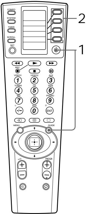 COMPQ SYSTEM TIMER SCROLL SET REC VIDEO1 TUBE 4 7 1- MENU PROGR VIDEO2 ID TV DDD VDD AUX 3 5 6 9 2- ENT GUIDE 2