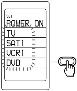 SET POWER, ON TV SAT1 VCR1 DVD
