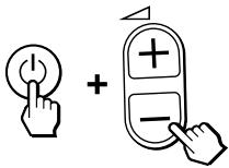 Diagram showing a hand pressing a button with an icon and a plus/minus button, indicating a basic electrical or logic operation.