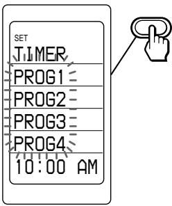 SET TIMER PROG1 PROG2 PROG3 PROG4 10:00 AM